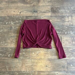Fashion Nova Burgundy Off-Shoulder Crop Top